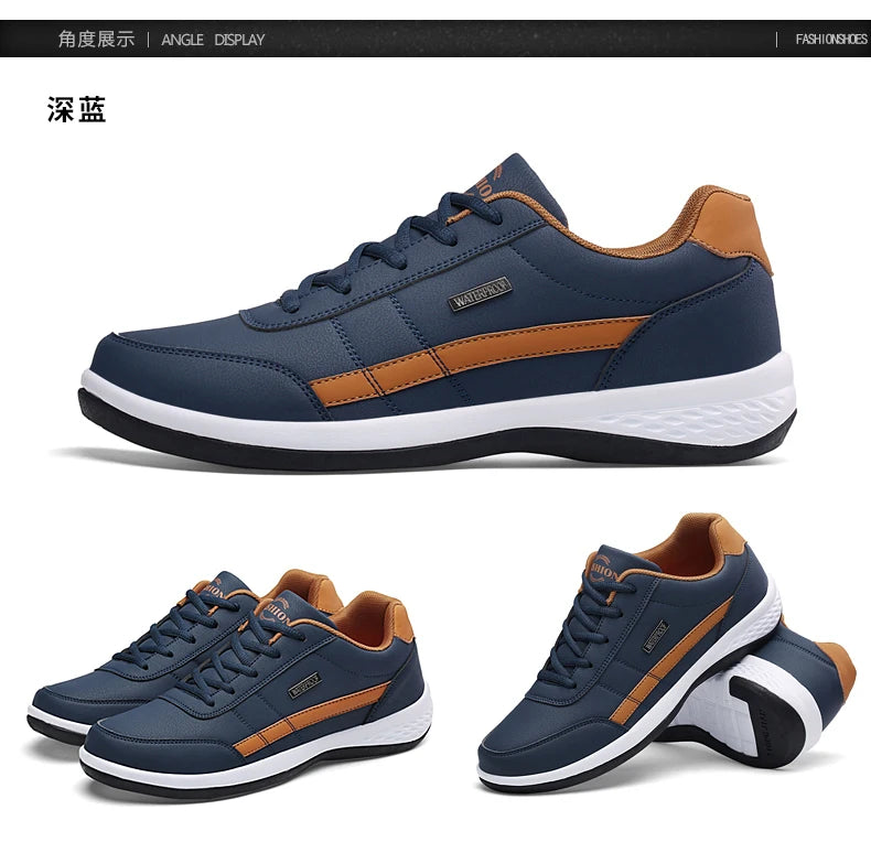 New Men Shoes Casual Shoes Leather Lace-Up Casual Sports Shoes Outdoor Wear-Resistant Vulcanized Shoes High-Quality Men Shoes
