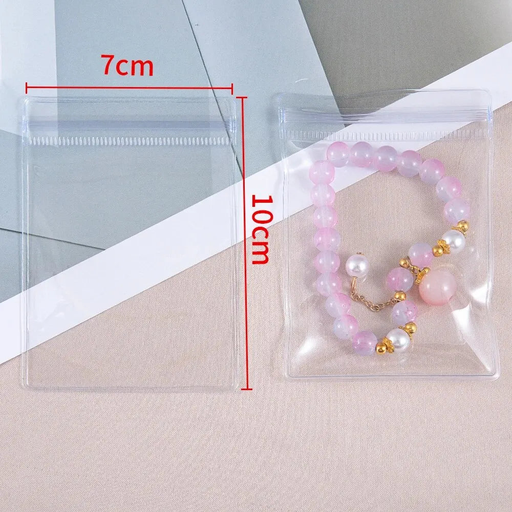 20Pcs Transparent Jewelry Pouches Anti-Oxidation Zip Lock Storage Bags for Earring Necklace Bracelet DIY Display Packaging