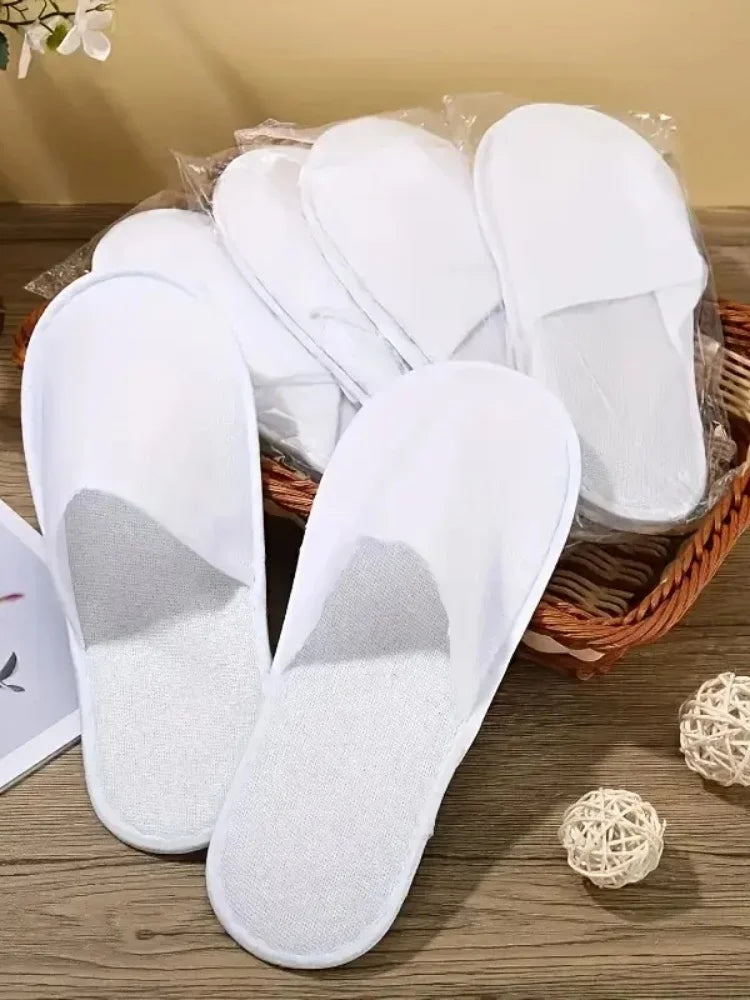 20/50Pcs Luxury Hotel and Spa Slippers - Non-Slip, Comfortable, Disposable Travel Slippers, Individually Packaged, White Fabric Slippers for Men and Women, Perfect for Home, Travel and Relaxation, Casual Wear | Unisex Slipper