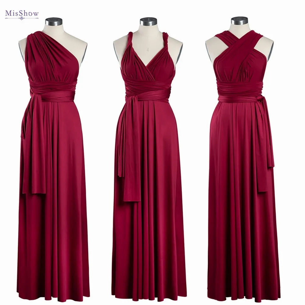 Plus Size Bridesmaid Dresses Women 2023 Infinity Dress Convertible Sexy Backless Multiway Milk Silk Wedding Evening Party Gowns