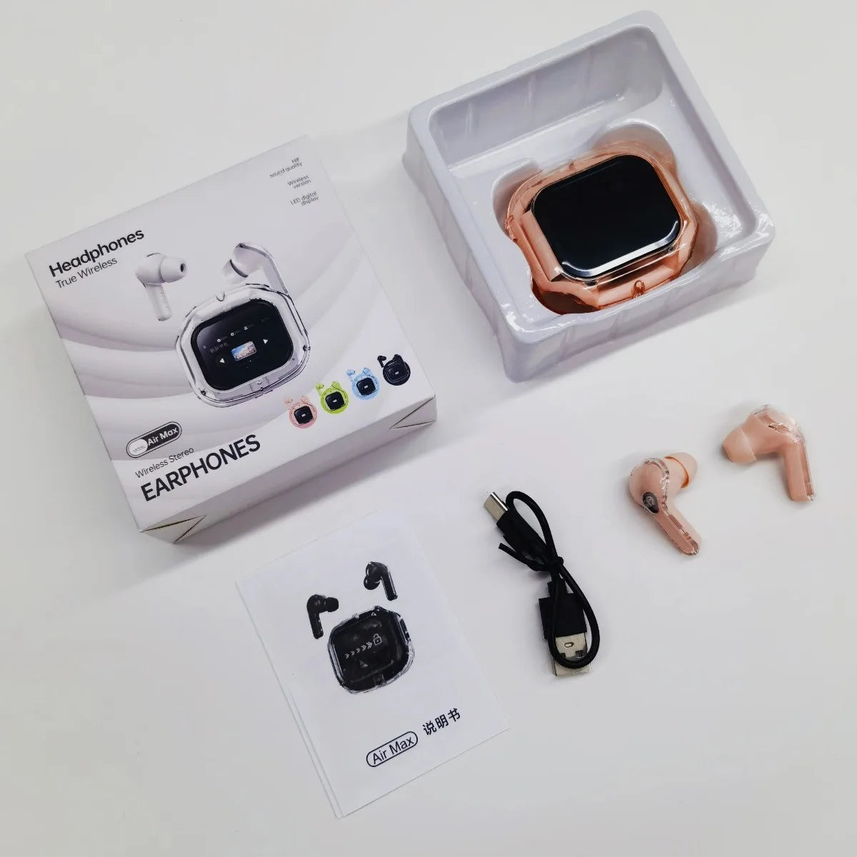 Wireless Bluetooth Headphones,144 Language Real Time Translation Earphones for Business,with Smart Touch Screen HiFi TWS Headset