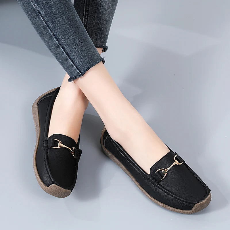 100% cowhide Women's casual sports shoes Fashion Thick base Lightness Women's vulcanized shoes New large size Women's sneakers