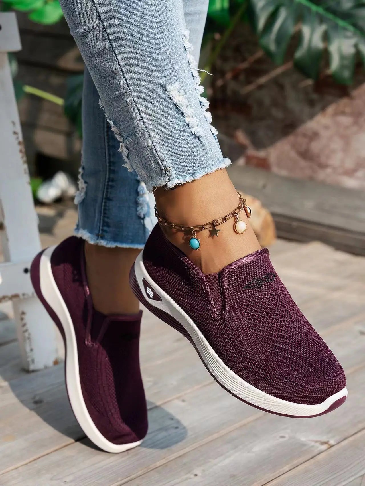 Women's shoes, women's sports shoes, lazy people can wear breathable casual shoes with mesh