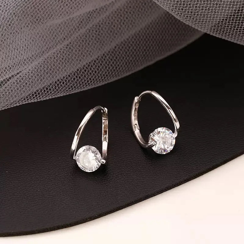 Korean Fashion Zircon Drop Earrings For Women Jewelry 2026 Trending New Luxury Women's Geometric Hoop Earrings Pendientes Gifts