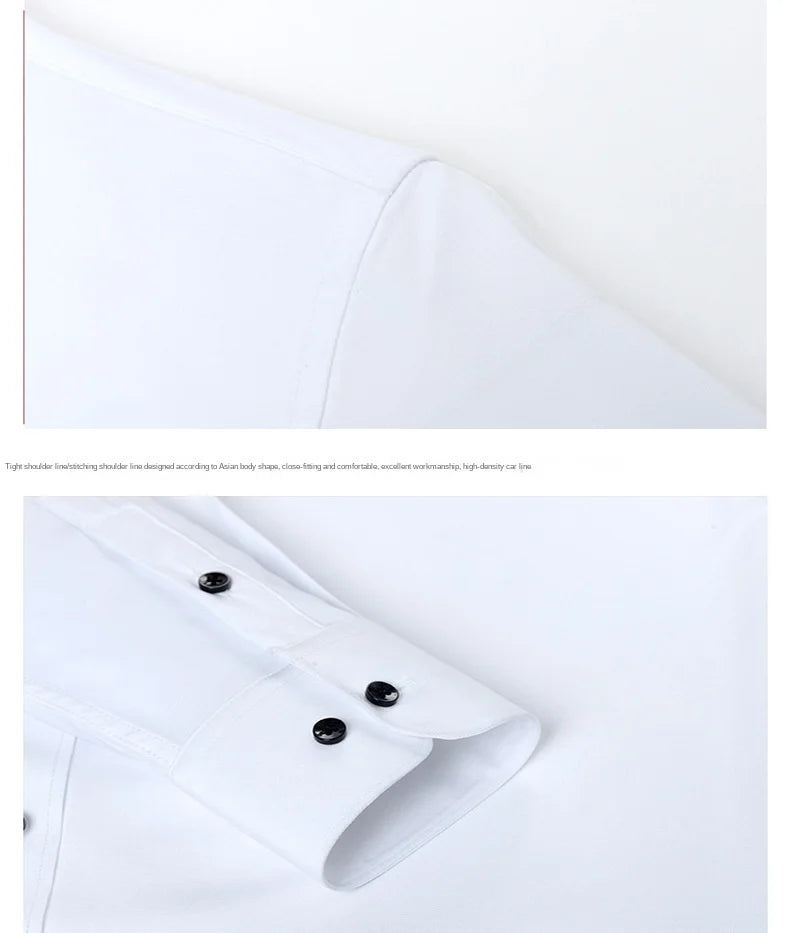 Micro elastic men's long sleeved shirt, silky and not easily wrinkled, high-quality men's shirt, plus size shirt