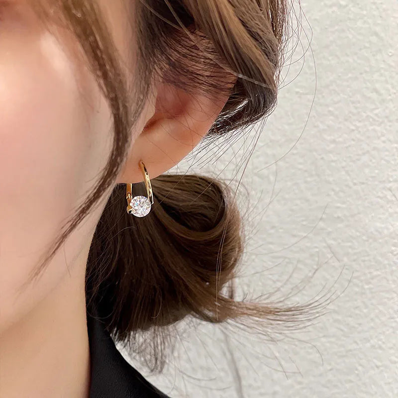 Korean Fashion Zircon Drop Earrings For Women Jewelry 2026 Trending New Luxury Women's Geometric Hoop Earrings Pendientes Gifts
