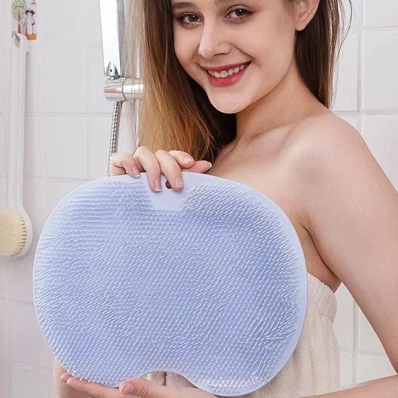 Silicone Massage Shower Mat Non-slip Wash Foot Pad Foot Exfoliating Bathroom Rub Back Brush with Sucker Bath Massage Brush Pad