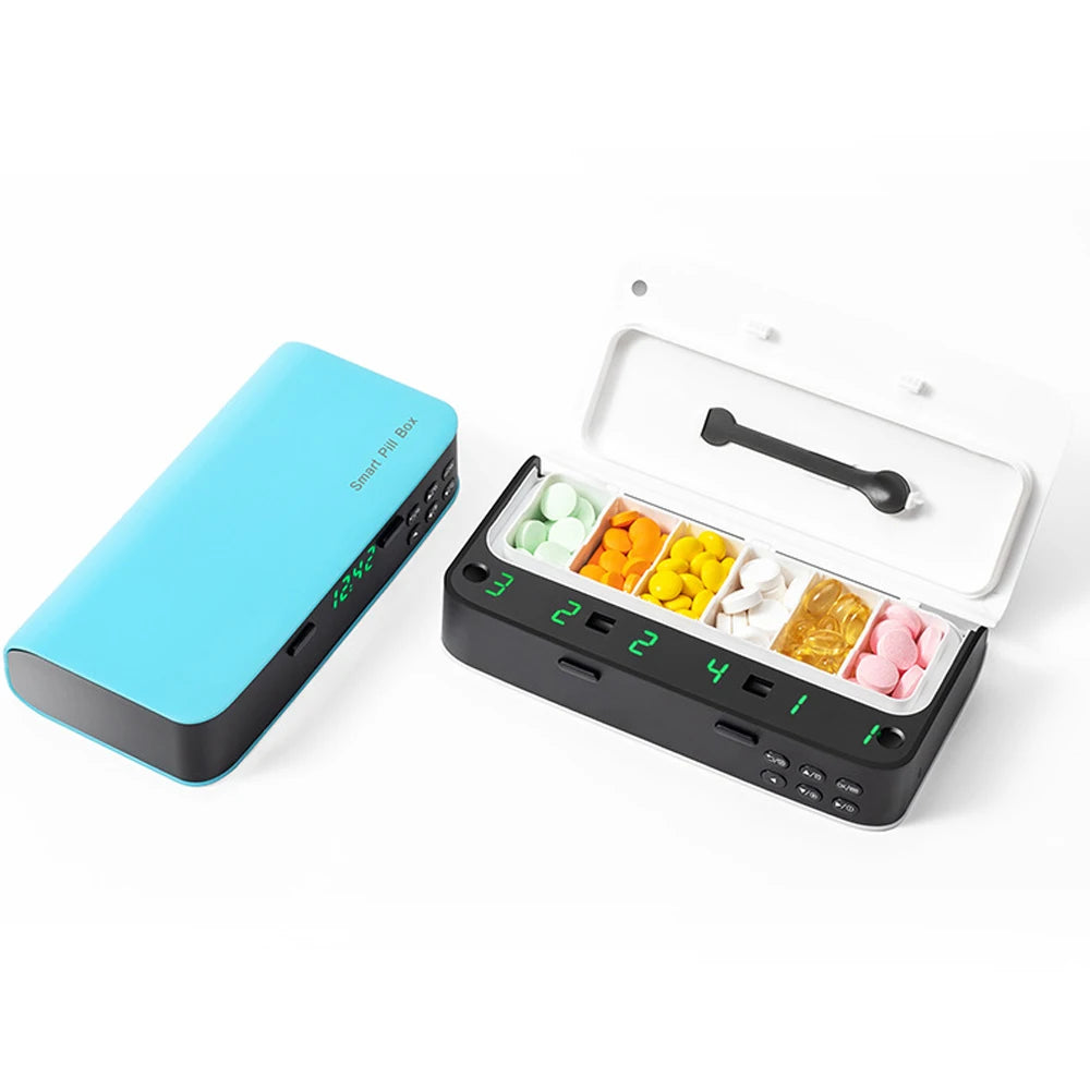 New Smart Pill Dispenser Medicine Pill Box Organizer For 7 Days Organizer Container Intelligent Alarm Home Pill Box With Timer