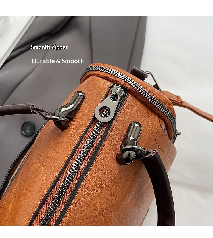 HOMEFISH Large Capacity Shoulder Bag for Women with Tassel Decoration Fashion Detachable Chain Boston Handbag Shoulder Bag