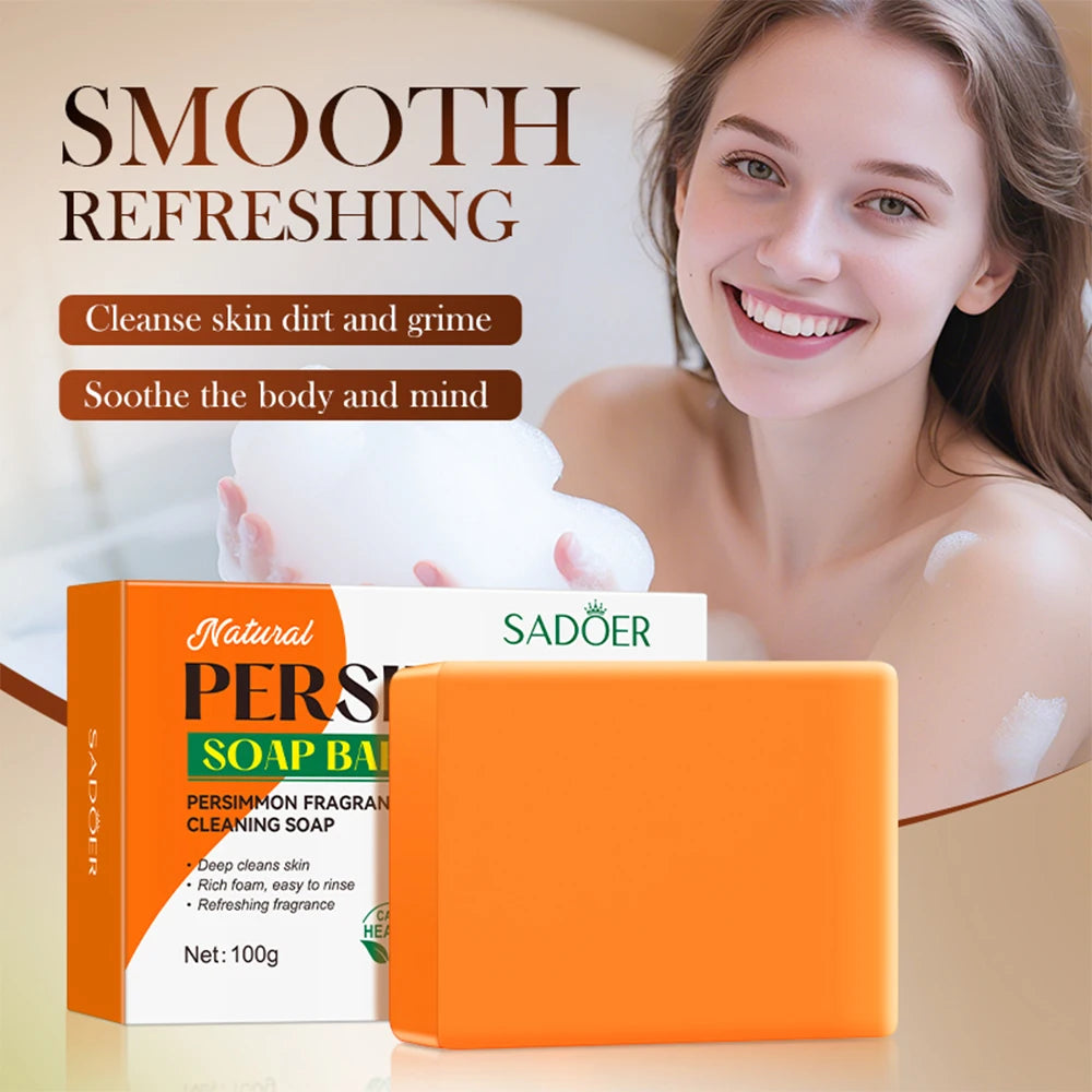 Natural Persimmon Soap Body Cleaning Fragrance Freshness Underarm Leg Bath Cleansers Remove Stains Face Soap Tender Skin Care