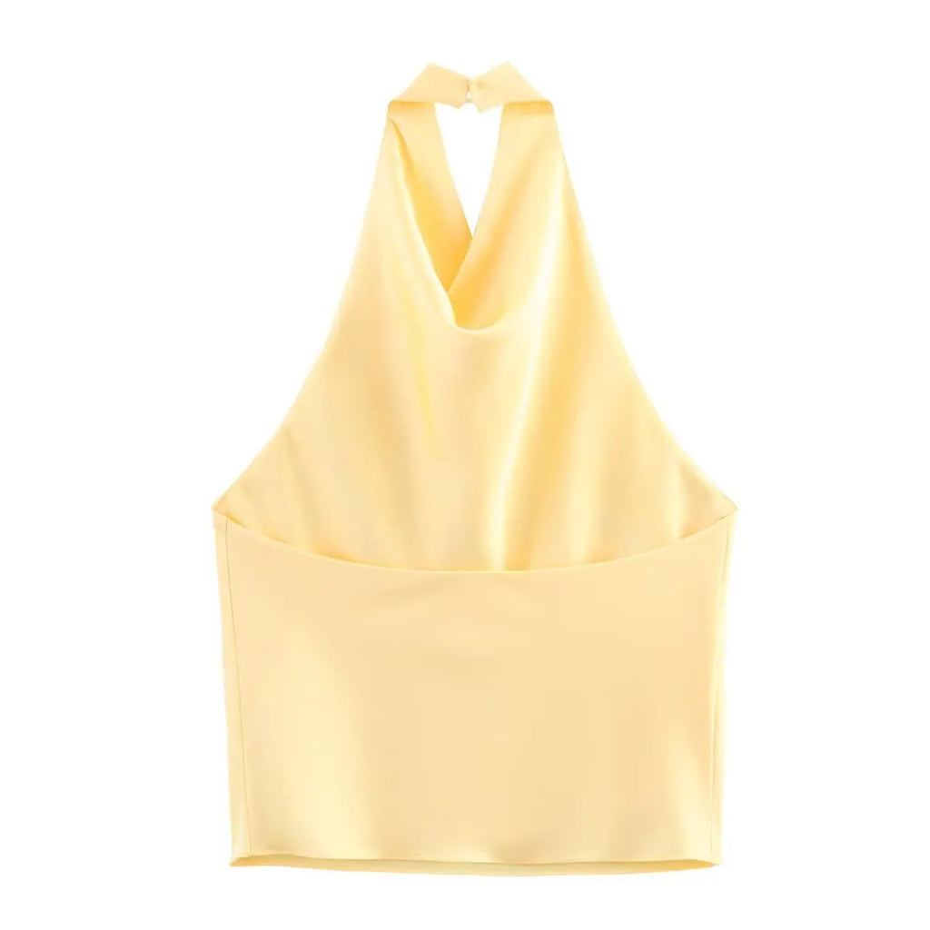 TFMLN 2025 Women Sexy Halter Top Spring Summer Sexy Backless High Street Waistcoat Female Fashion Solid Elegant Halter Neck Tops