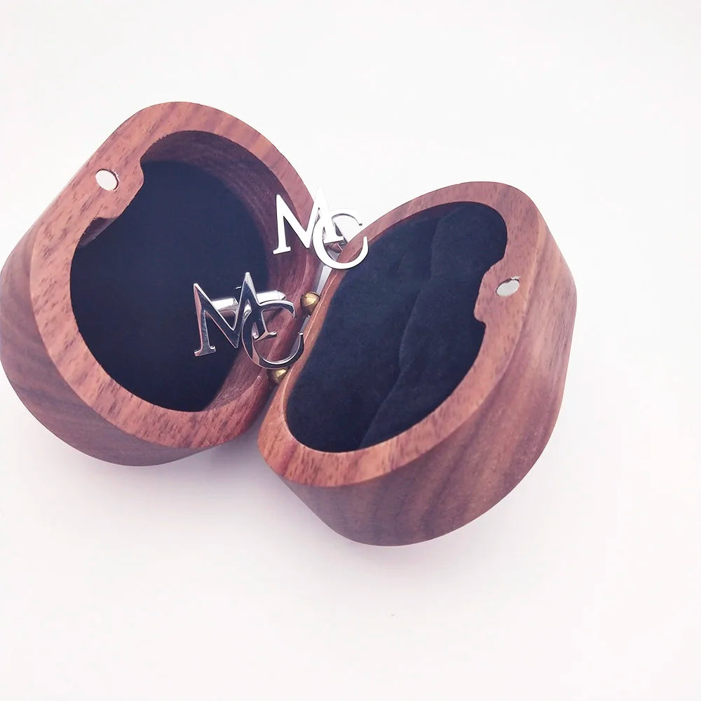 Tangula Custom Men's Stainless Steel Cufflinks For Groom Initials Cufflinks With Oak Gift Box Wedding Bridegroom Jewelry Gift