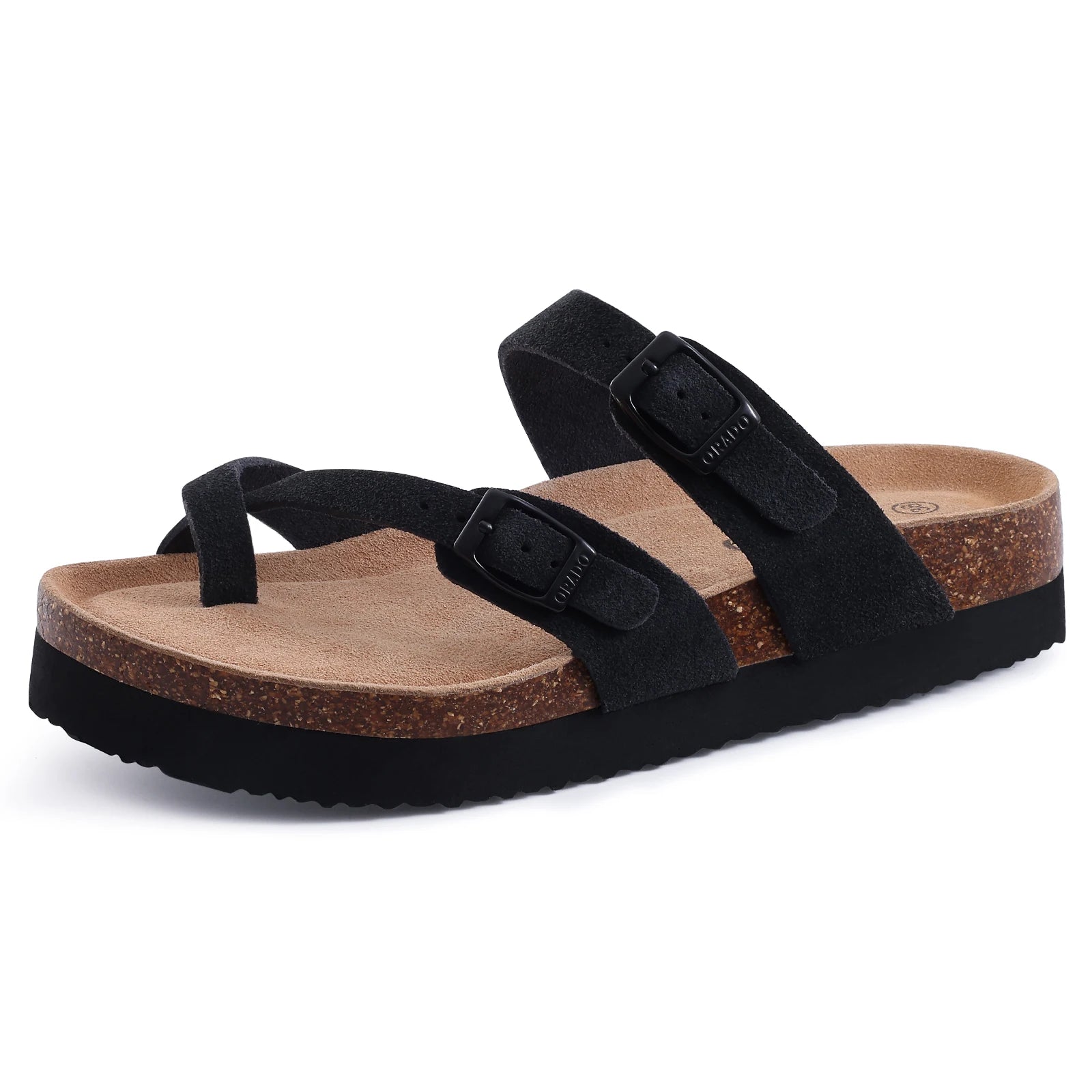 Shevalues Women Sandals Fashion Casual Cork Slippers Comfort Flats Slides With Adjustable Buckle Female Thick Sole Home Shoes