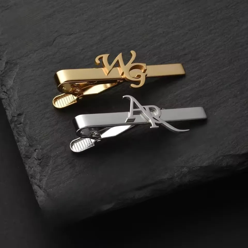 Sipuris Custom Initial Name Tie Clip For Men Stainless Steel Personalized Tie Clasp Trendy Fashion Jewelry Weddings Gifts