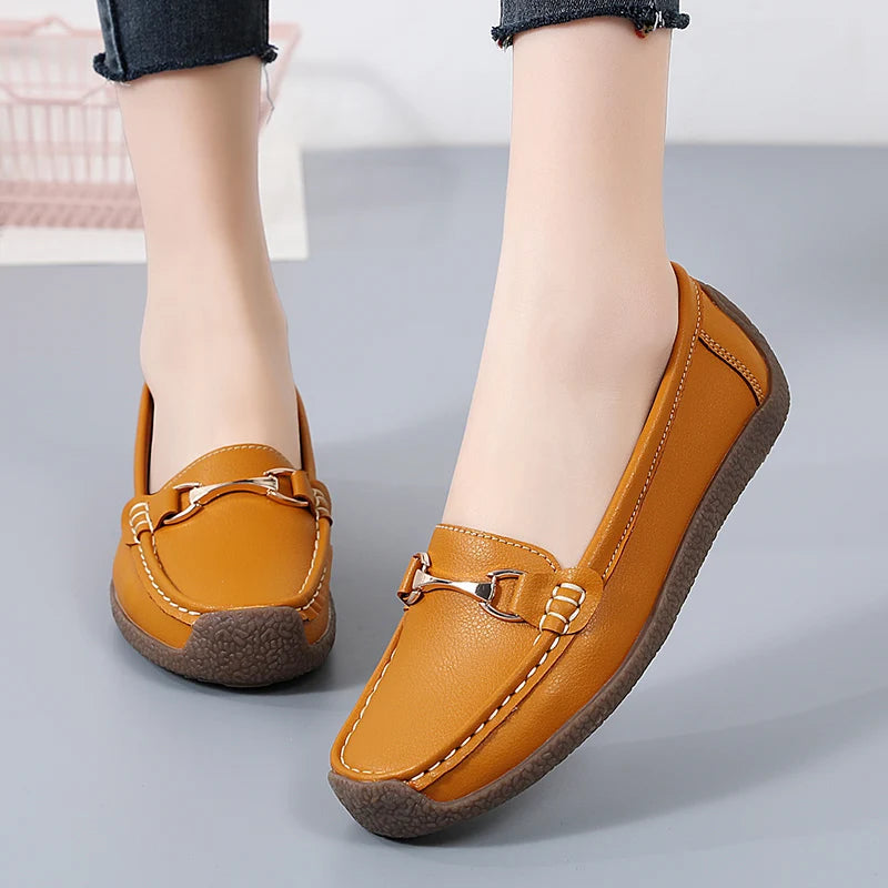 100% cowhide Women's casual sports shoes Fashion Thick base Lightness Women's vulcanized shoes New large size Women's sneakers