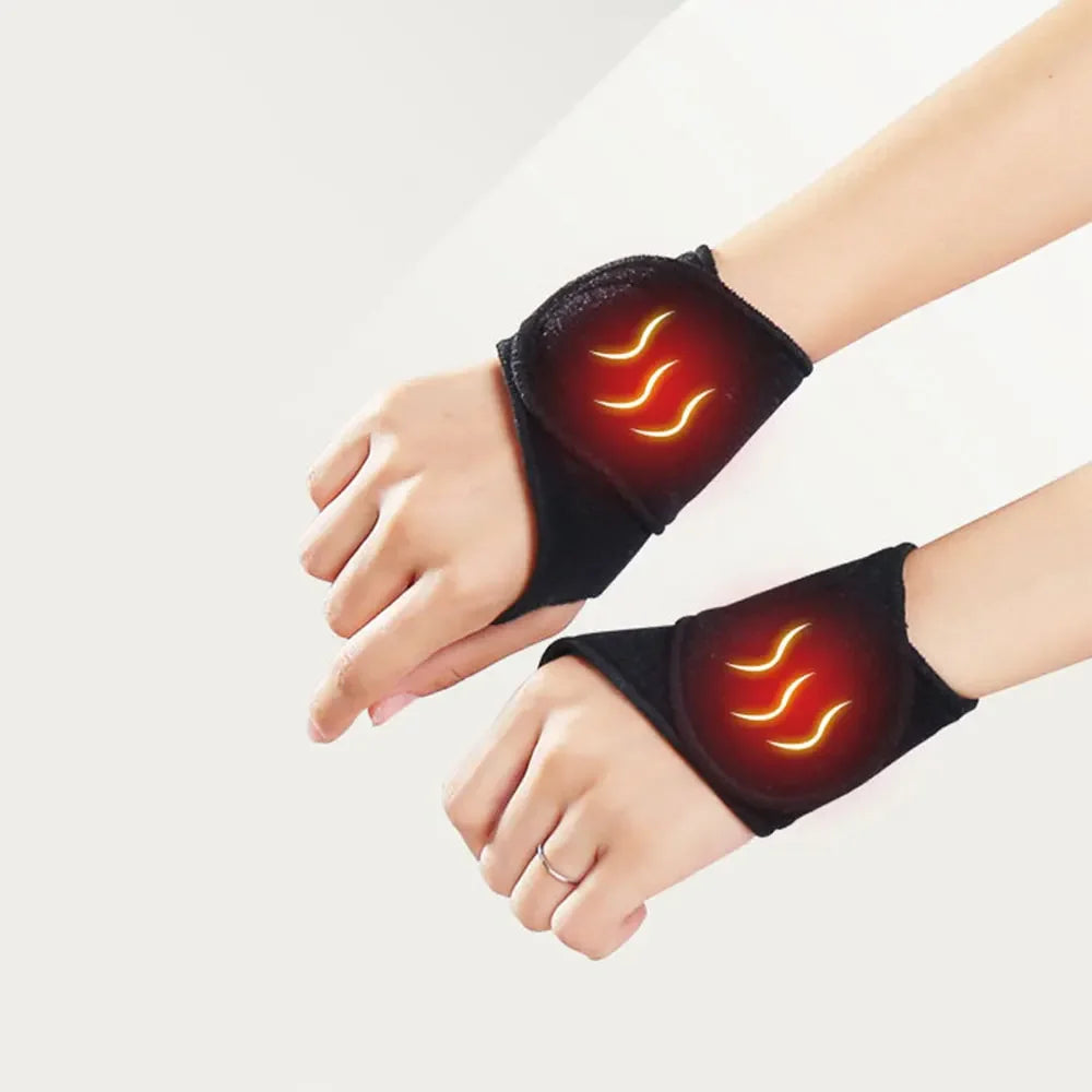 1 Pair Self-Heating Tourmaline Wrist Brace Sports Care Protection Wrist Belt Far Infrared Magnetic Therapy Pads Pain Relief