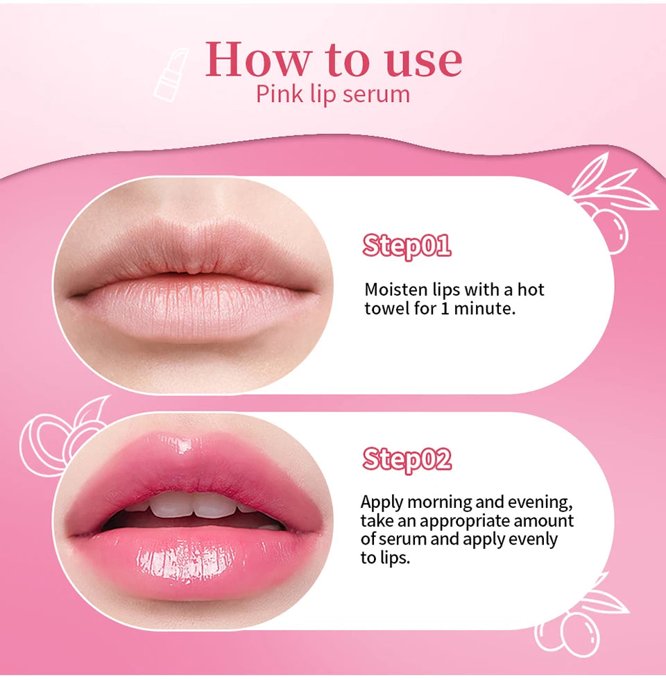 Pink Lip Serum Moisturizing Fresh Effective Reduce Pigmentation Exfoliating Plumper Sexy Care Cosmetics