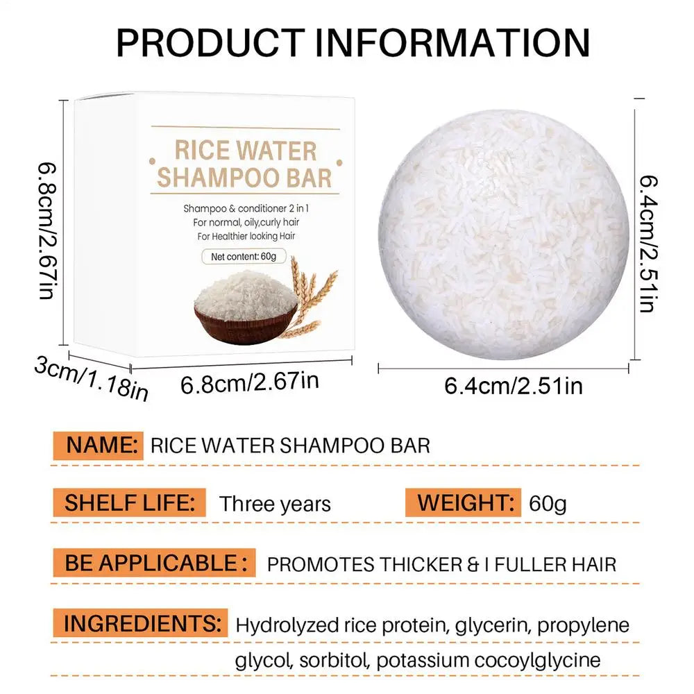 Rice Shampoo Bar Natural Organic Rice Soap for Hair Growth Deep Cleansing Solid Shampoo and Conditioner Bar Oil Control