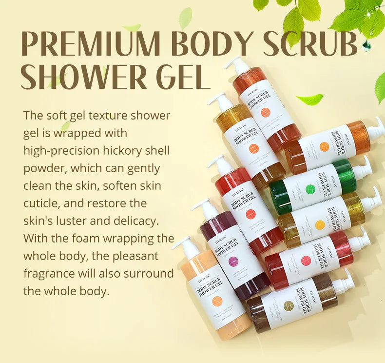 Scrub Shower Gel Turmeric Kojic Acid Even Skin Tone Smooth Exfoliating Moisturizing Soothing Body Wash Body Care Cleansing Bath