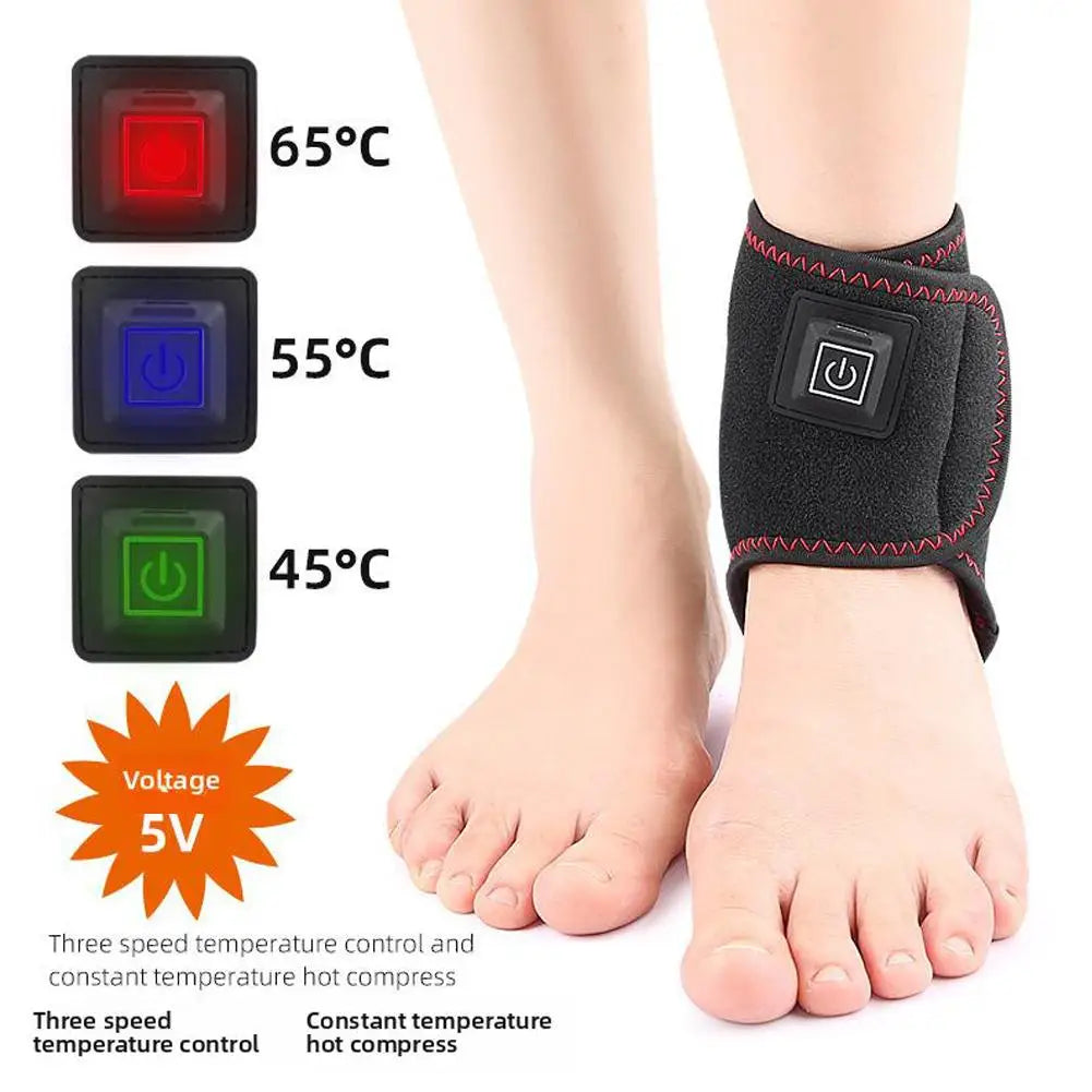Electric USB Heating Ankle Pad Adjustable Temperature Electric Ankle Warmers Stabilizer Brace Foot Heating Pad Joint Relief