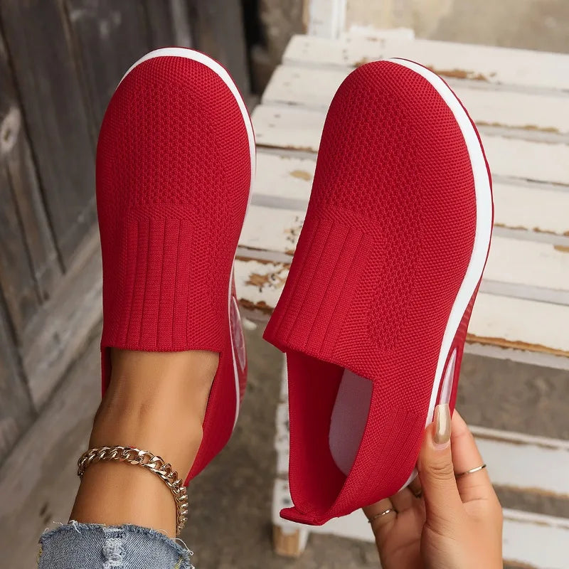 2025 Summer Fashion Mesh Breathable Sneakers Casual Solid Color Thick-soled Wedge Shoes Comfortable Walking Vulcanized Shoes