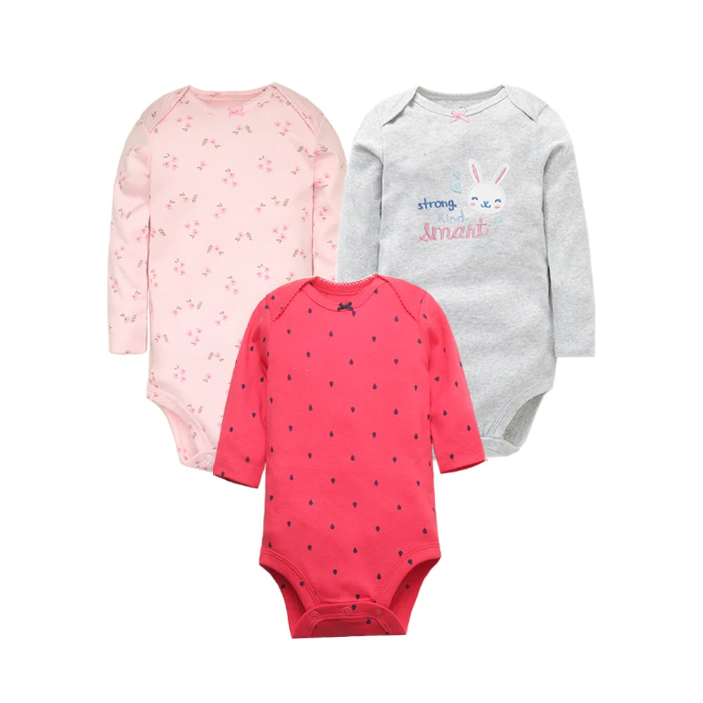 3-5 PCS/LOT Soft Cotton Baby Bodysuits Long Sleeve Newborn Baby Clothing Set Christmas Baby Girls Boys Clothes Infant Jumpsuit
