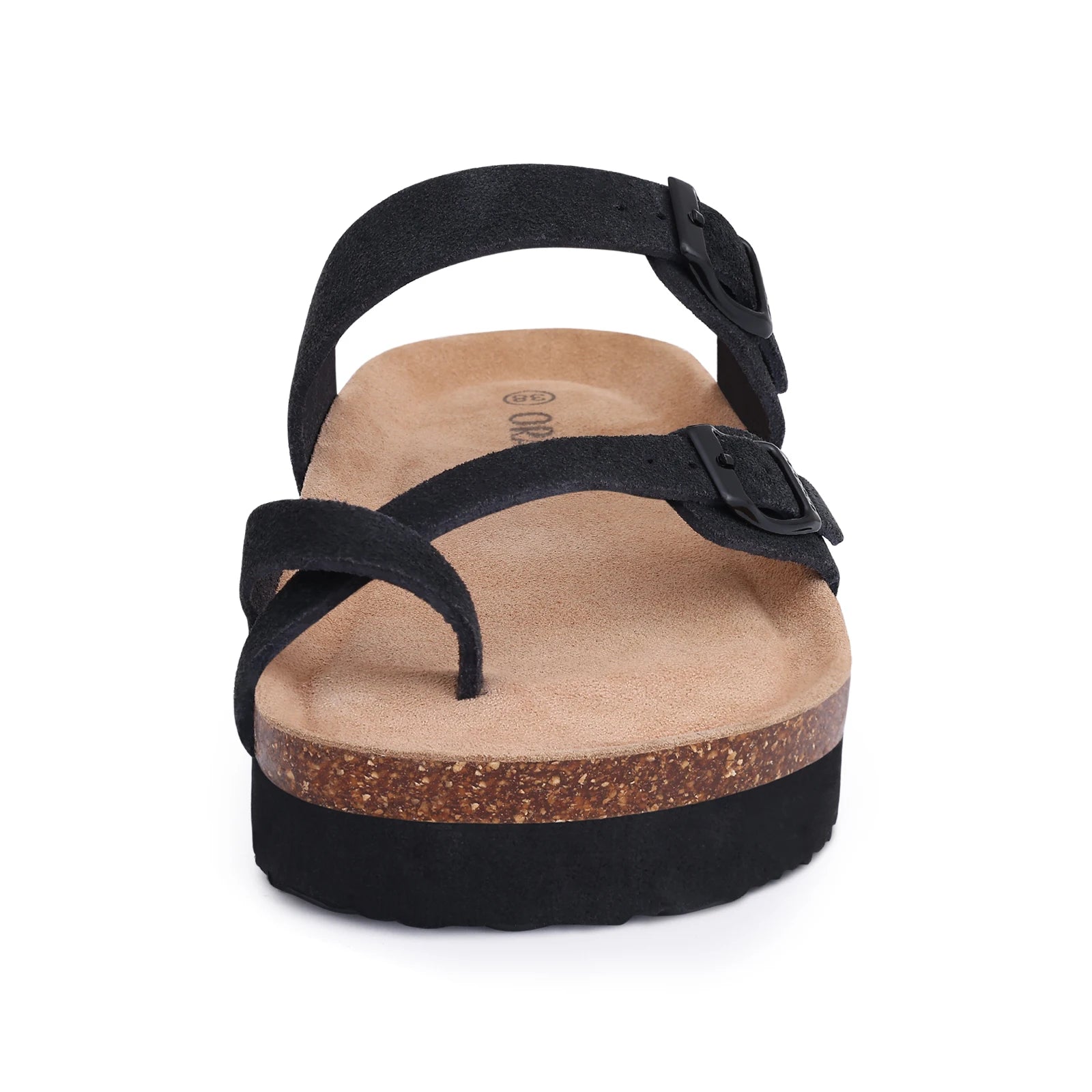 Shevalues Women Sandals Fashion Casual Cork Slippers Comfort Flats Slides With Adjustable Buckle Female Thick Sole Home Shoes