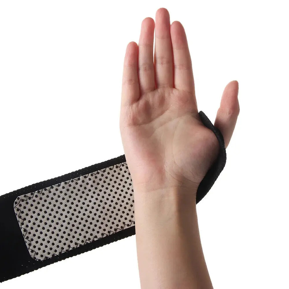 1 Pair Self-Heating Tourmaline Wrist Brace Sports Care Protection Wrist Belt Far Infrared Magnetic Therapy Pads Pain Relief