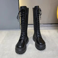 2024 New Thicken Winter Knight Boots Women Knee High Long Square Heel Boots Retro Thick Motorcycle Boots Black White Botas Mujer