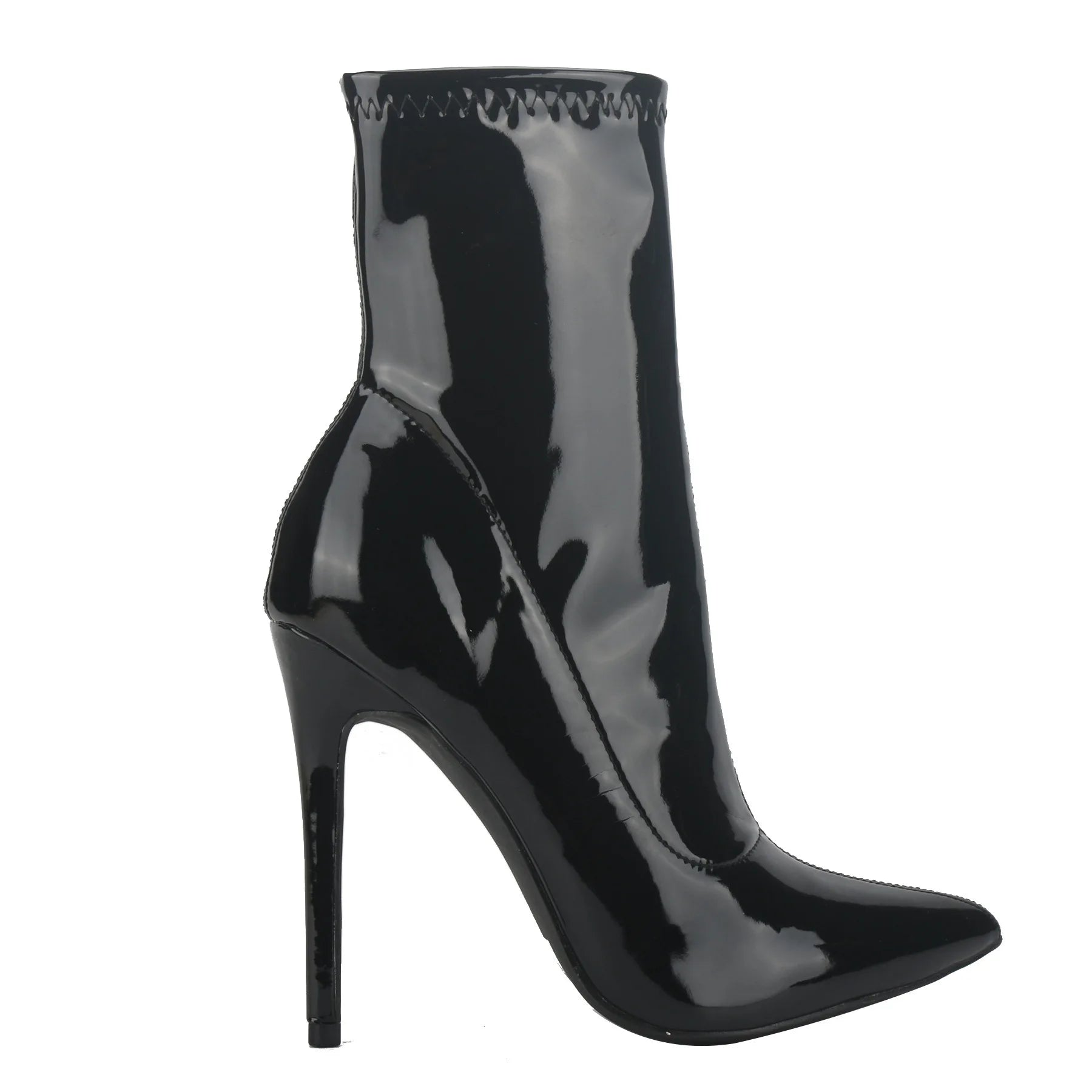 10CM Red Women Ankle Boots Side Zipper Thin Heels Short Boot Glossy Patent Leather High Heels Office Autumn Shoes Woman Footwear