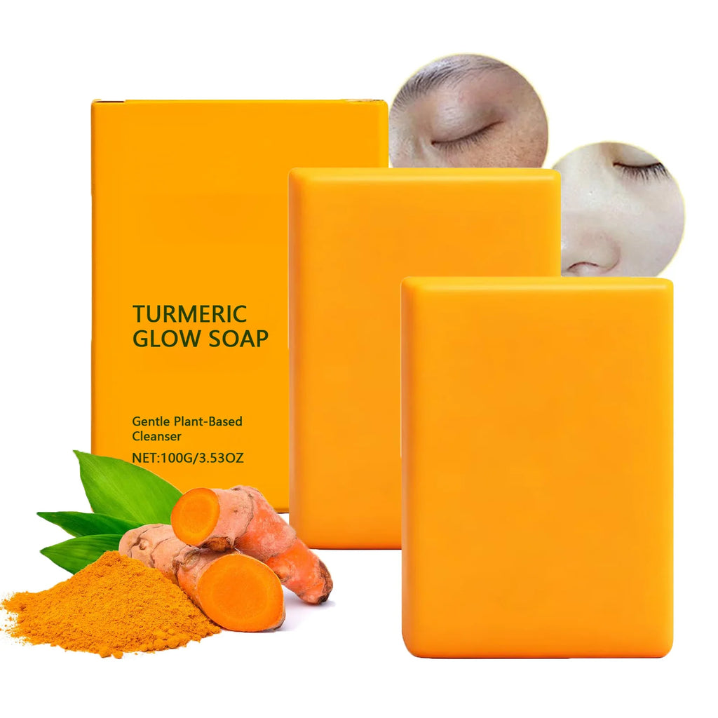 Turmeric Glow Soap Dark Spot Acne Removal Brightening Face Body Soap Even Skin Tone Moisturizing Deep Cleansing Nourishing Bar
