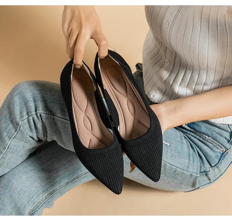 Women's Solid Color Flat Shoes Casual Fashion Breathable Non Slip Rubber Sole Pointed Non-Slip Comfortable Spring and Autumn