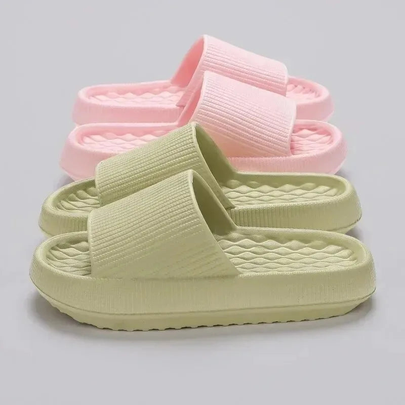 4cm Thick Platform Pillow Slippers Women Eva Soft Sole Indoor Slides Woman Flat Non Slip Bathrooom Home Slippers