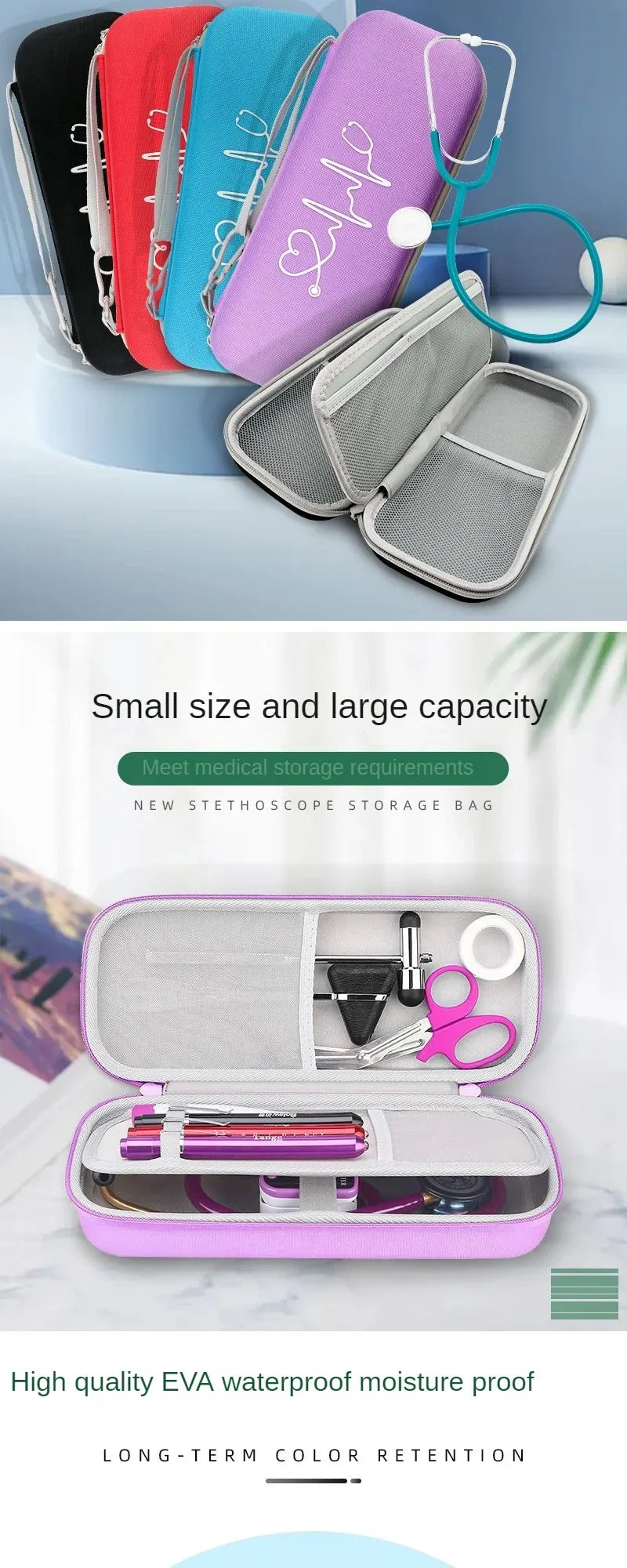 Portable Empty Non-woven Emergency Bag Multifunctional Stethoscope EVA Storage Bag Home Square Hard Shell Medical Storage Box