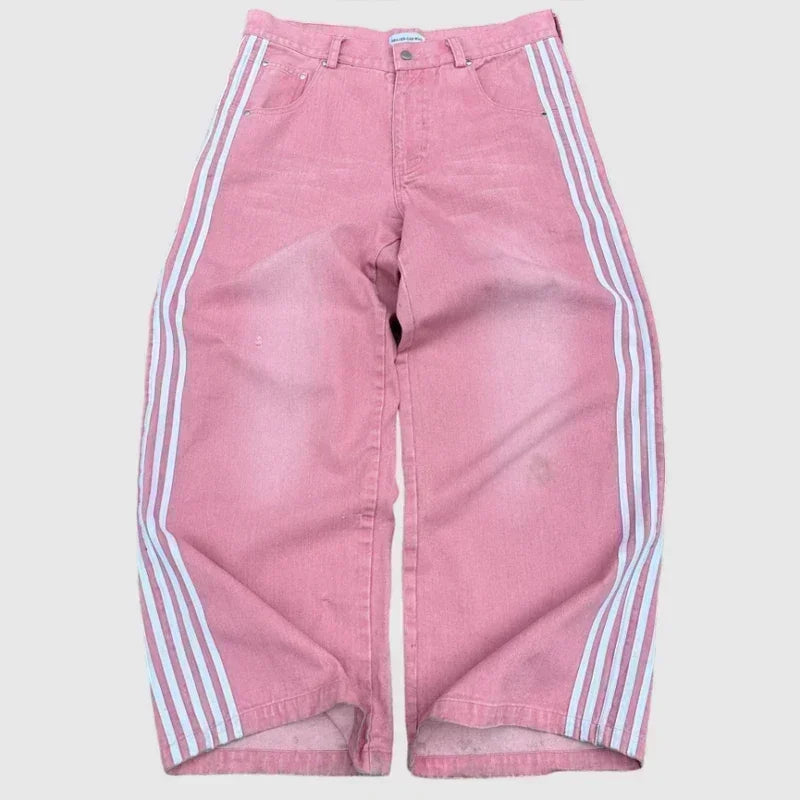 2024 New American Trend Retro Hip-hop Embroidery Pattern Baggy Jeans For Men And Women Y2K Harajuku Gothic Wide Pants Streetwear