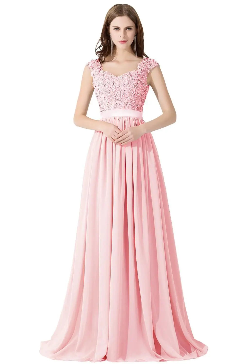 Hot Sale Elegant Long Bridesm Dress Women 2024 For Wedding A-line V Neck Floral Lace Sexy Sleeveless Back Hollow Evening Dress