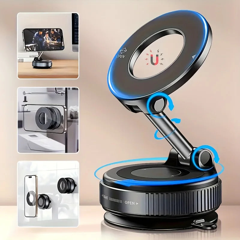 New vacuum suction cup phone holder for car, rotating magnetic phone holder, car navigation.