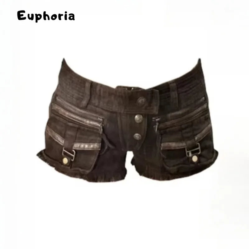 Women's Harajuku Style Shoujo Street Super Short Jean Casual Sexy Slim Shorts 2000S Blue Sheath Y2K E-Girl Hotsweet Denim Shorts