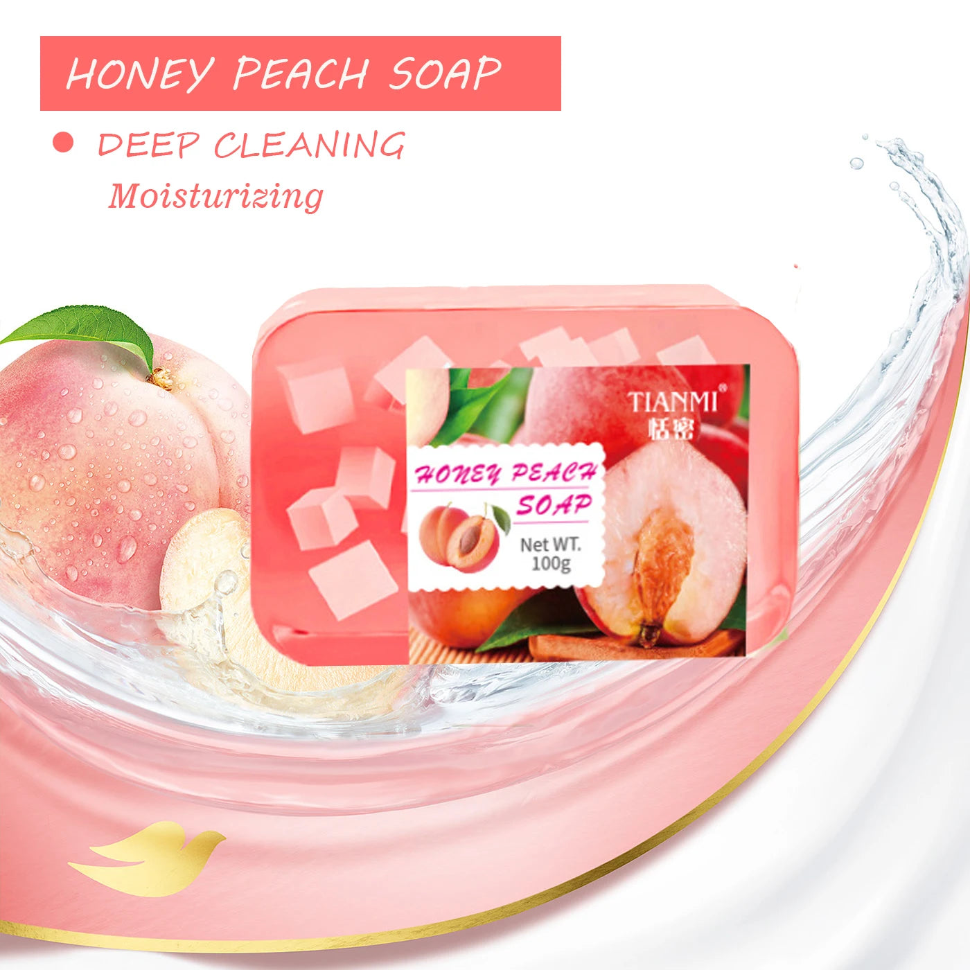 Peach Jelly Soap, 3-in-1 Cleansing and Bath Soap, deeply cleanses and bathes the whole body, suitable for all skin types,