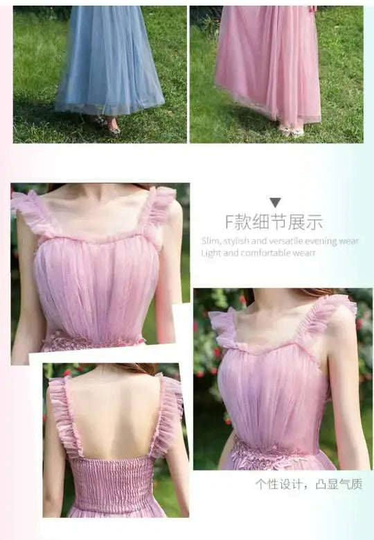 Women Pink Champagne Grey Blue Long Bridesmaid Dresses Sweet Memory Bride Guest Prom Graduation Vestidos Wedding Party Robe