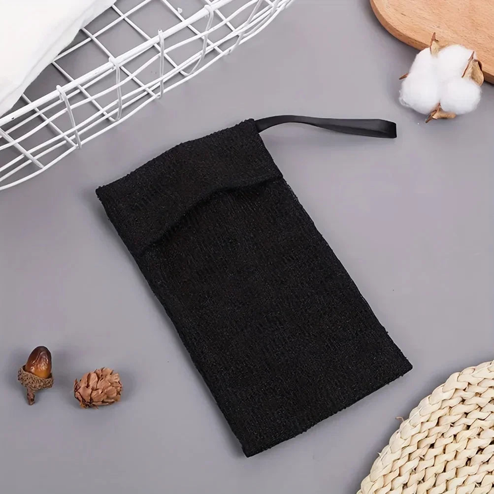 2/1piece soap bag, exfoliating soap storage bag, body scrubber, coarse sponge suitable for bath or shower, gray mesh