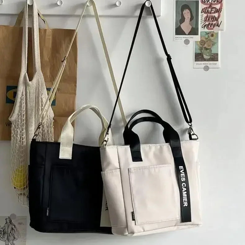 2024 New Casual Tote Large Capacity Shoulder Bag Nylon Waterproof Canvas Handbag Simple Fashion Messenger Bags for Schoolgirl