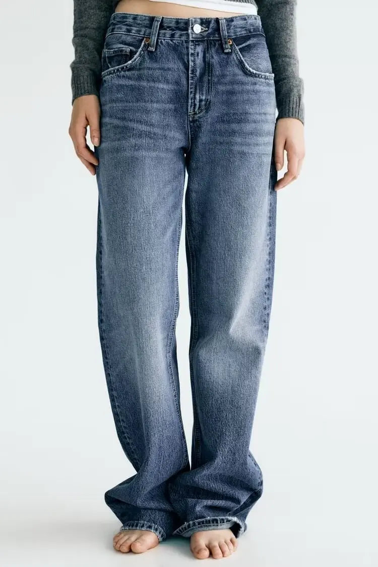 Z1975 straight height waist long jeans 2025 ETJ Autumn/Winter New Wash Product y2k Classic  Jeans for women