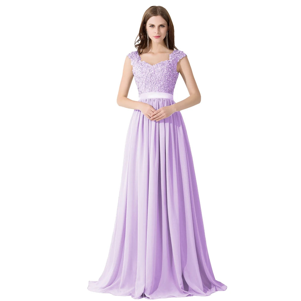 Hot Sale Elegant Long Bridesm Dress Women 2024 For Wedding A-line V Neck Floral Lace Sexy Sleeveless Back Hollow Evening Dress