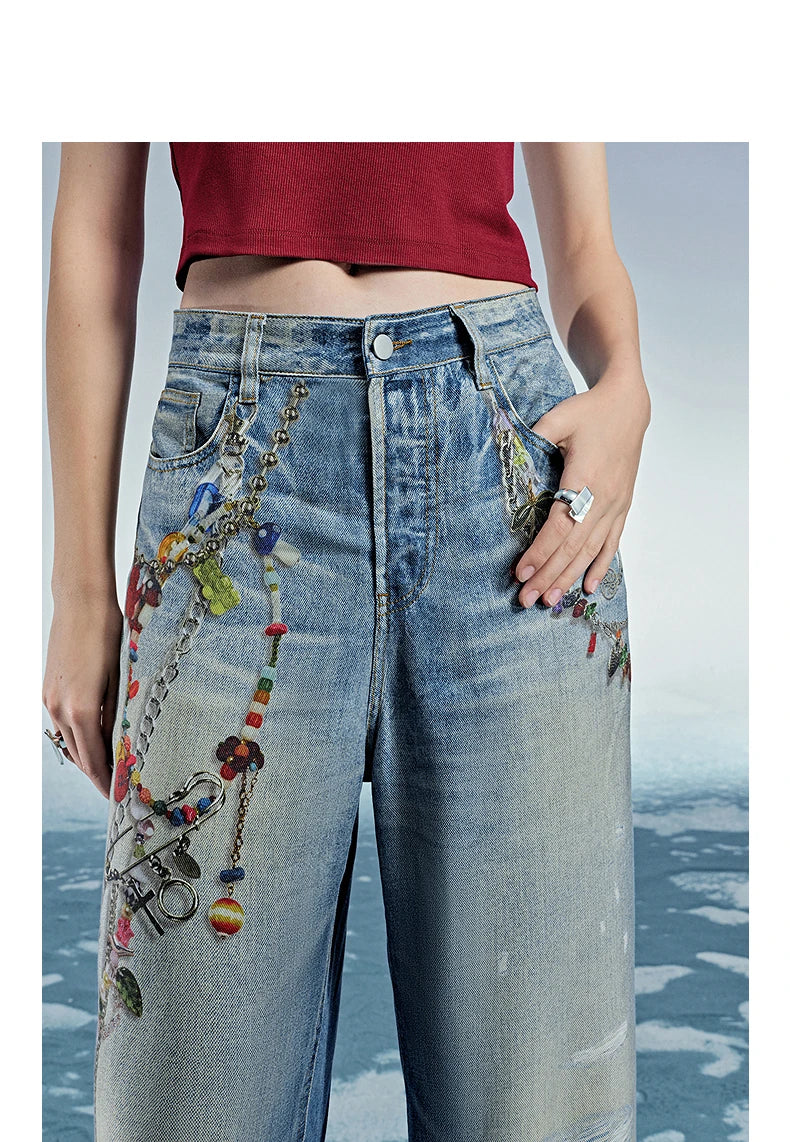 TOYOUTH Women Denim Jean 2025 Spring New Long Pants 8518053