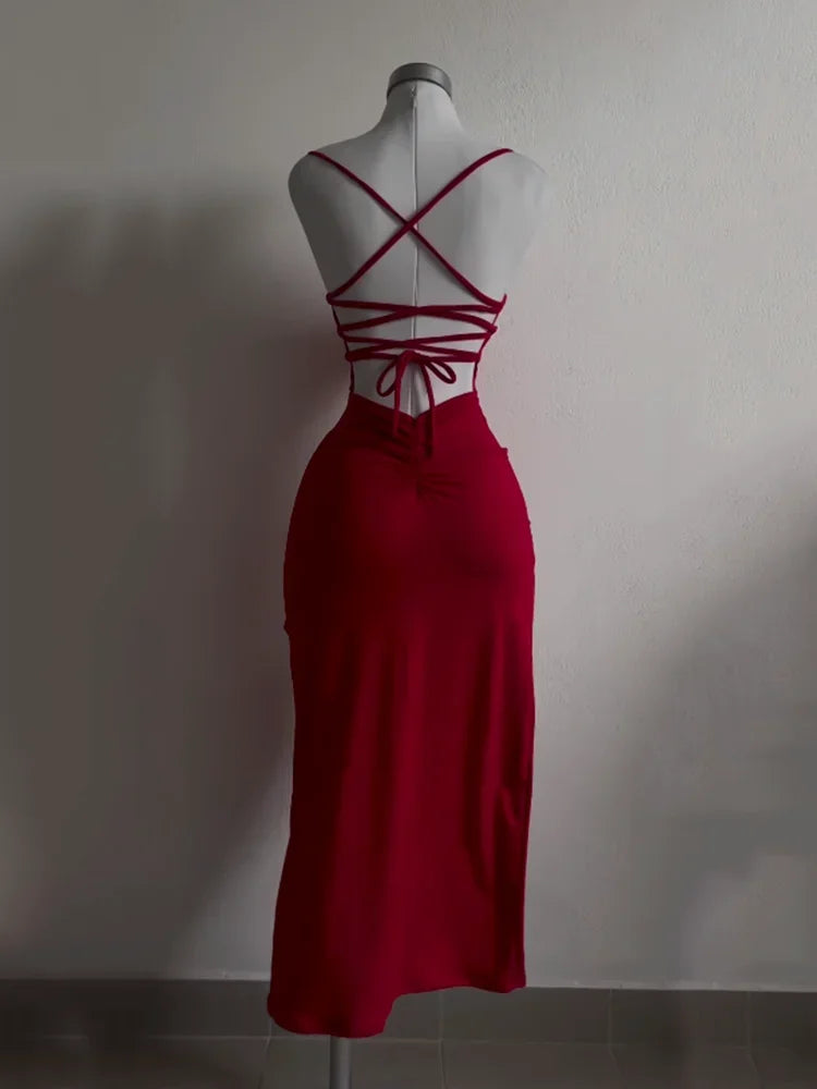 2026 Explosive New Summer Dress High Sensibility Halter Strap Spice Girl Bodycon Hip-Hugging Dress for Party Clubwear