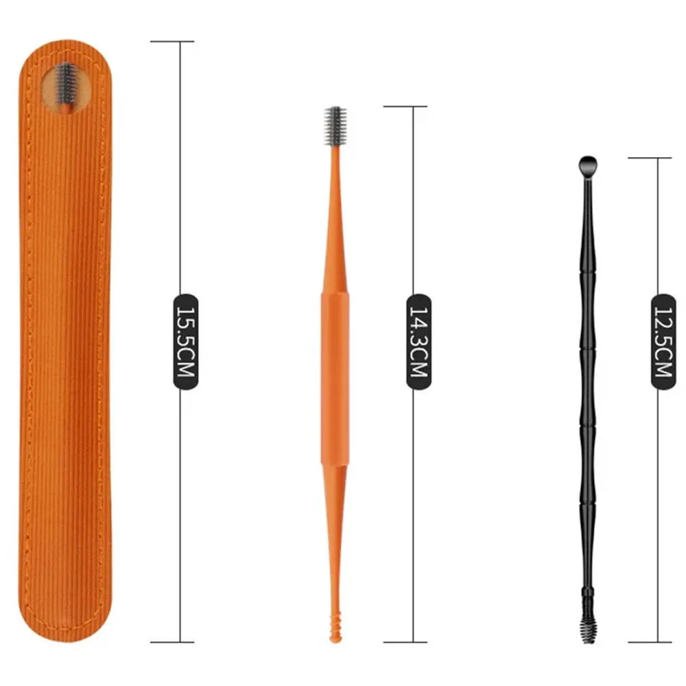 2PCS Ear Wax Removal Tool Ear Cleaning Sticks Earpick Remover Silicone Double Head Ear Cleaner 360° Spiral Swab