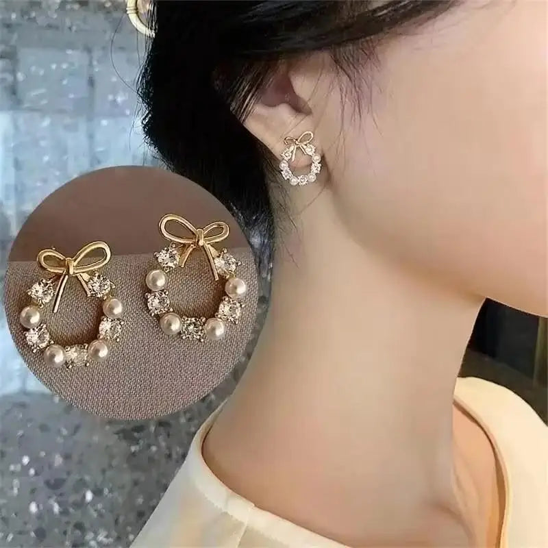 Korean Fashion Zircon Drop Earrings For Women Jewelry 2026 Trending New Luxury Women's Geometric Hoop Earrings Pendientes Gifts