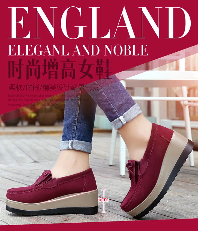 Fashon Green Suede Shoes of Women 2025 Spring Platform Leather Flats Slip on Sneakers Designer Tassel Fringe Loafer Moccasins