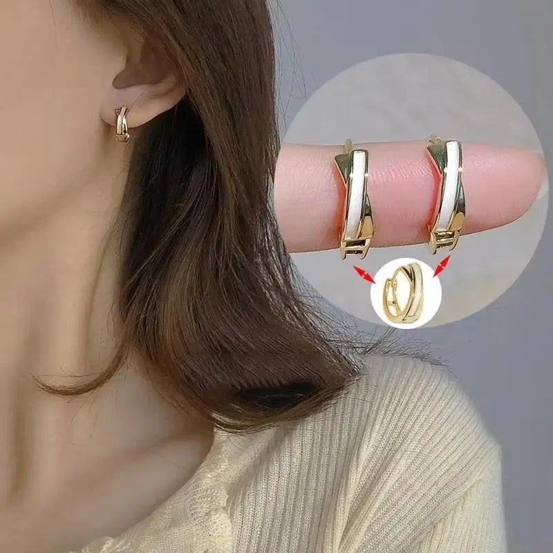 Korean Fashion Zircon Drop Earrings For Women Jewelry 2026 Trending New Luxury Women's Geometric Hoop Earrings Pendientes Gifts